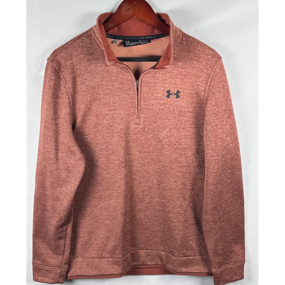 Under Armour ColdGear Golf Mens Medium Orange Heather Quarter Zip Pullover
